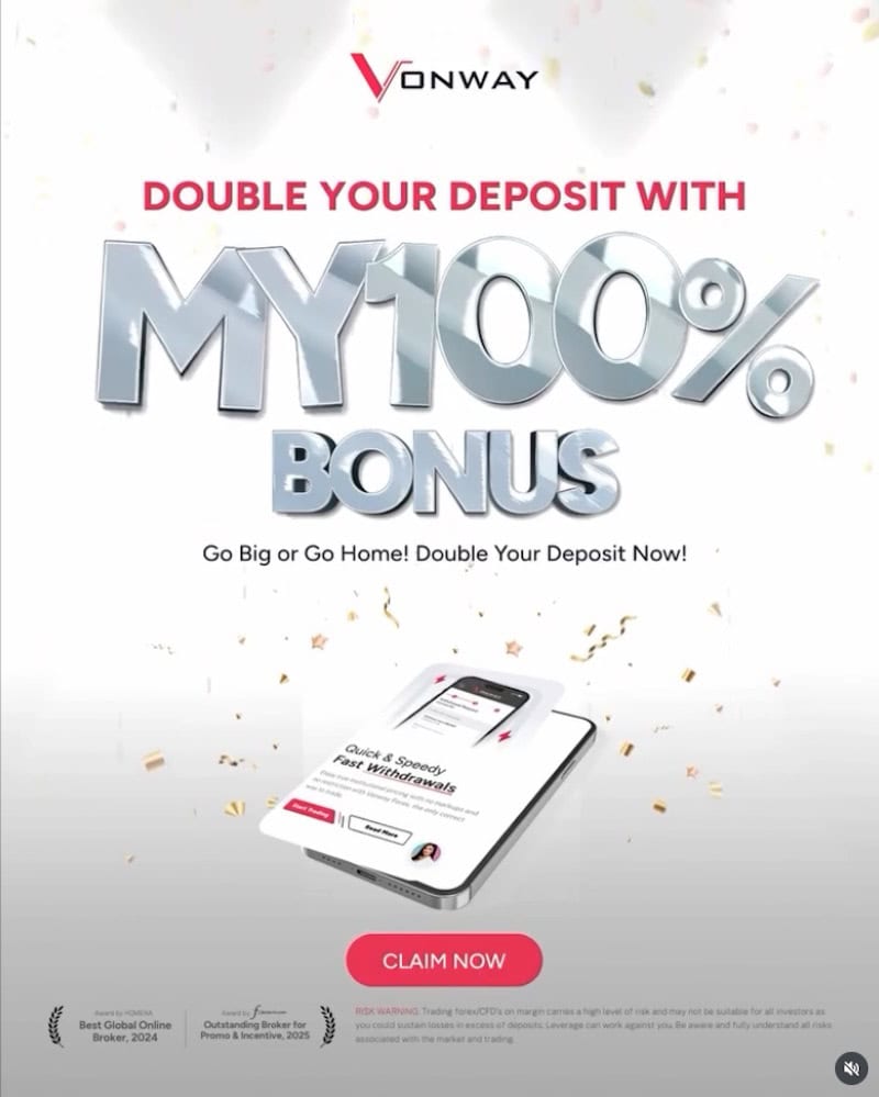 Vonway Launches Limited-Time 100% Deposit Bonus for Malaysian Traders